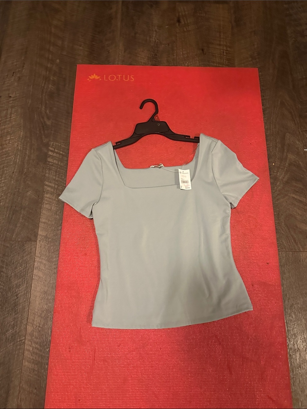 Versona Light Blue Square Neck Short Sleeve Top